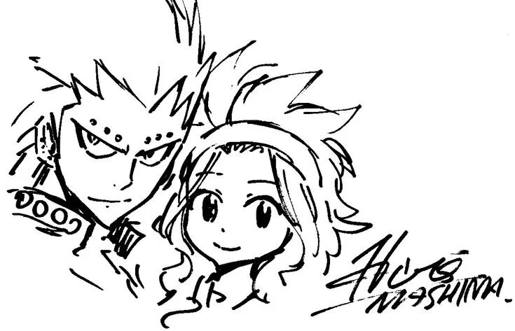Educational authentic reference image (Gajeel Official Art(1)). — educational authentic (REAL) shikishi reference associated with Hiro Mashima