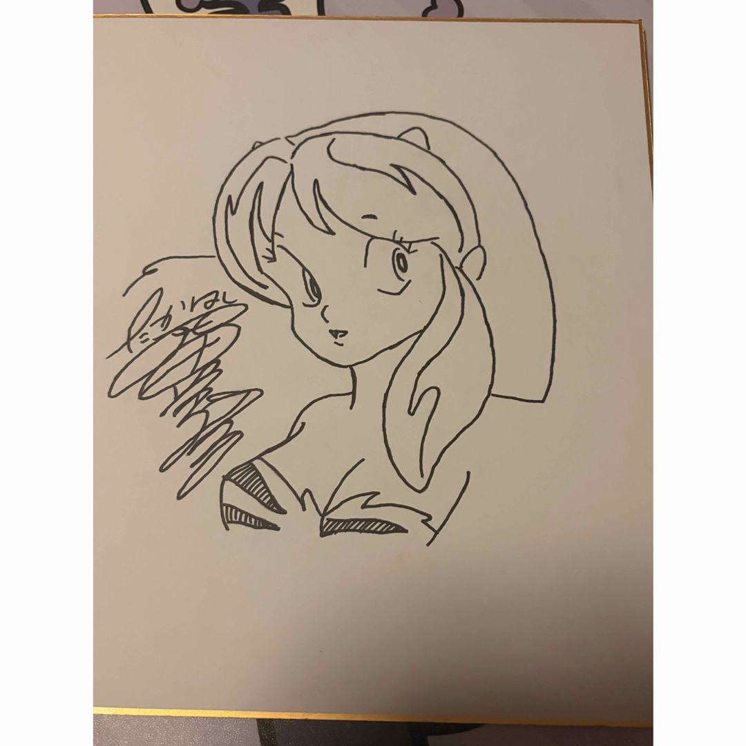 Educational counterfeit shikishi reference from RAKUMA listing — associated with Rumiko Takahashi. Non-commercial authenticity study. — educational counterfeit (FAKE) shikishi reference associated with Rumiko Takahashi