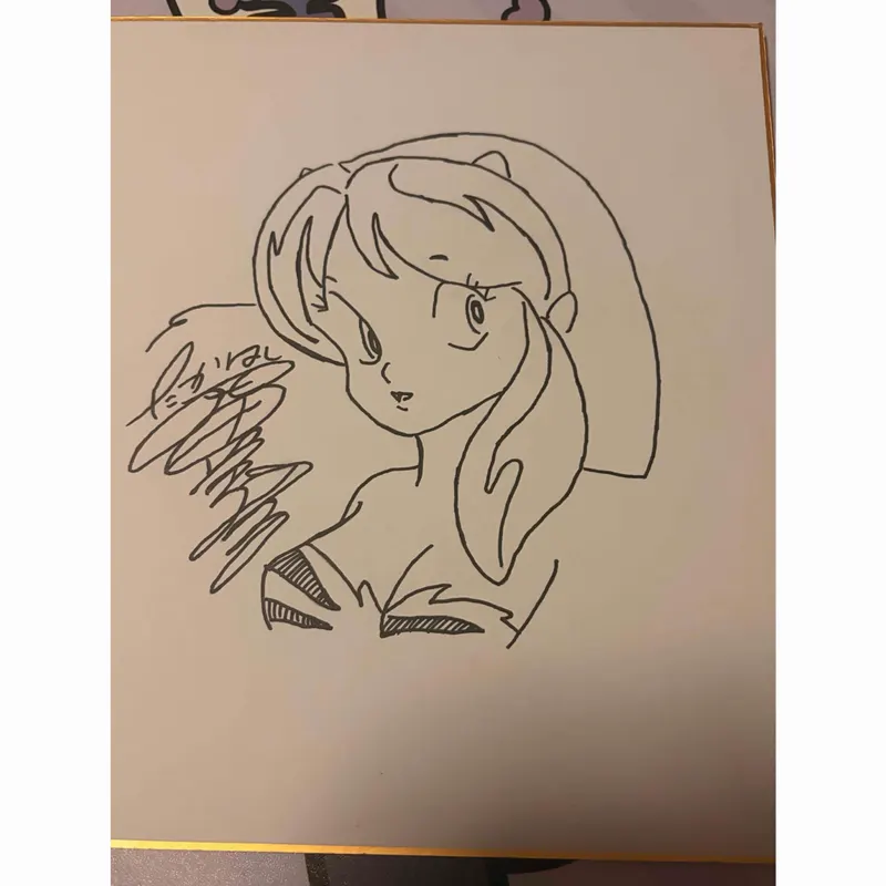 Educational counterfeit shikishi reference from RAKUMA listing — associated with Rumiko Takahashi. Non-commercial authenticity study. — educational counterfeit (FAKE) shikishi reference associated with Rumiko Takahashi