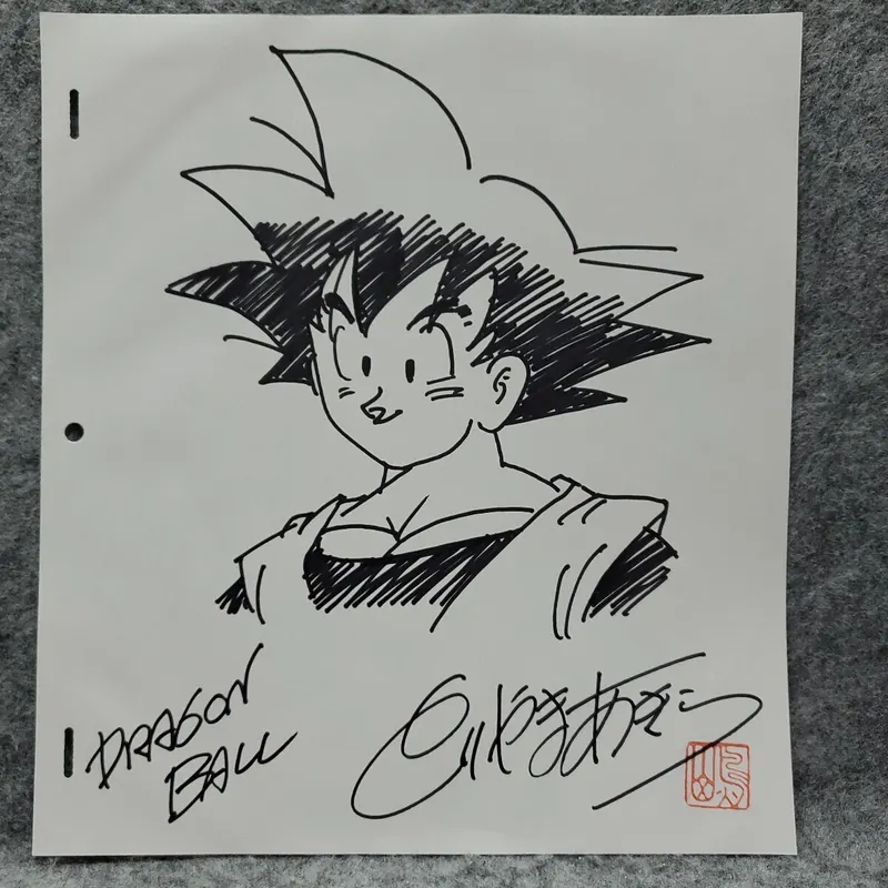 Educational counterfeit shikishi reference from YAHOO_AUCTIONS listing — associated with Akira Toriyama. Non-commercial authenticity study. — educational counterfeit (FAKE) shikishi reference associated with Akira Toriyama