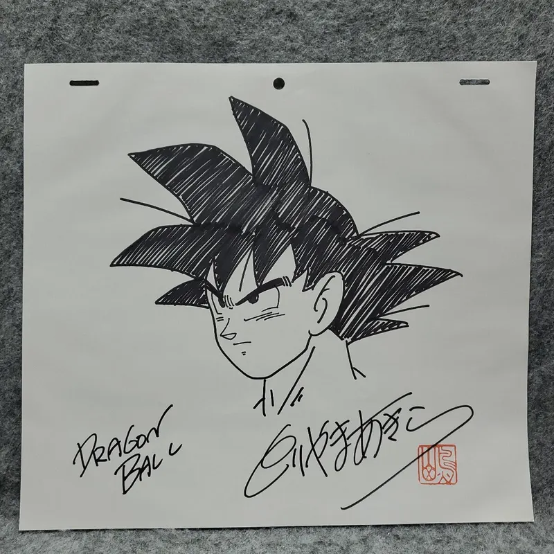 Educational counterfeit shikishi reference from YAHOO_AUCTIONS listing — associated with Akira Toriyama. Non-commercial authenticity study. — educational counterfeit (FAKE) shikishi reference associated with Akira Toriyama
