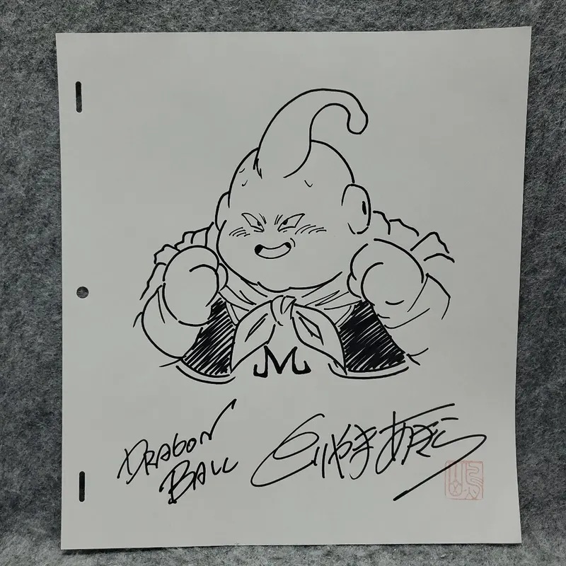 Educational counterfeit shikishi reference from YAHOO_AUCTIONS listing — associated with Akira Toriyama. Non-commercial authenticity study. — educational counterfeit (FAKE) shikishi reference associated with Akira Toriyama