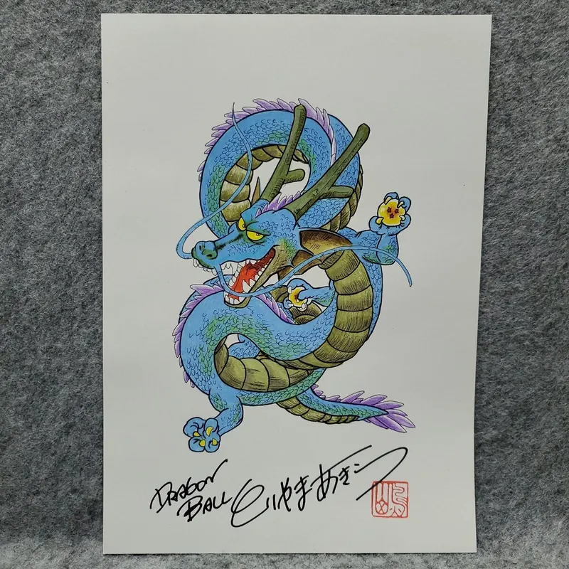Educational counterfeit shikishi reference from YAHOO_AUCTIONS listing — associated with Akira Toriyama. Non-commercial authenticity study. — educational counterfeit (FAKE) shikishi reference associated with Akira Toriyama
